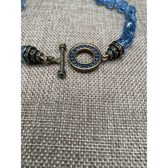 Heidi Daus Blue Crystal Choker Necklace Toggle Clasp - Picture 6 of 10